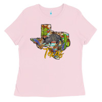 Bubblegum Pink texas map armadillo Ladies Tee - BarkalooDesign