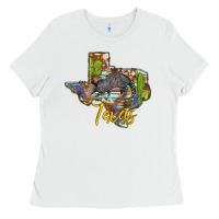 White texas map armadillo Ladies Tee - BarkalooDesign