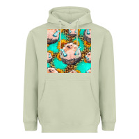 Matcha hedgehog western seamless pattern Heavyweight Hoodie - HRA Design Shop