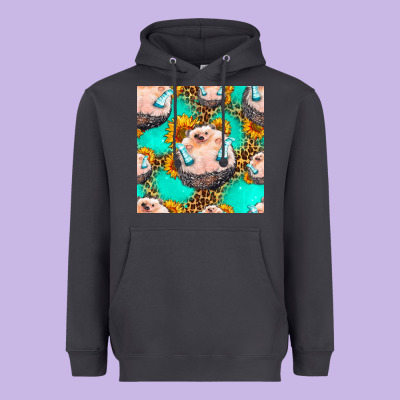 Hedgehog Western Seamless Pattern Heavyweight Hoodie Designed By Hra Design Shop