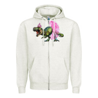 Oatmeal Heather balerina t rex dinosaur with tutu Zipper Hoodie - RanaPortraitStore