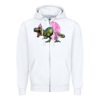 White balerina t rex dinosaur with tutu Zipper Hoodie - RanaPortraitStore