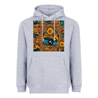 Heather Grey western sunflowers camera seamless pattern Heavyweight Hoodie - HRA Design Shop