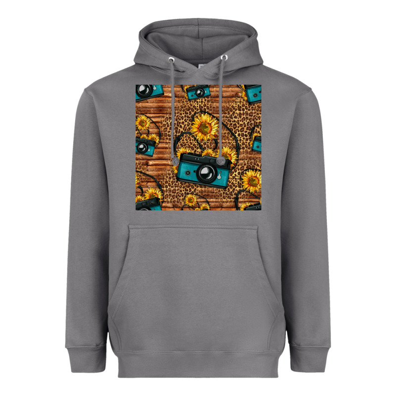 Western Sunflowers Camera Seamless Pattern Heavyweight Hoodie by HRA Design Shop | Teevron