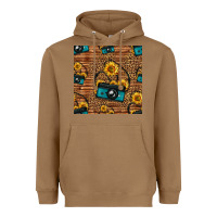 Toasted Coconut western sunflowers camera seamless pattern Heavyweight Hoodie - HRA Design Shop