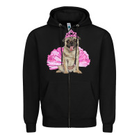 Black balerina pug with tutu Zipper Hoodie - RanaPortraitStore