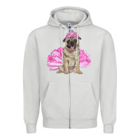 Dove Grey balerina pug with tutu Zipper Hoodie - RanaPortraitStore
