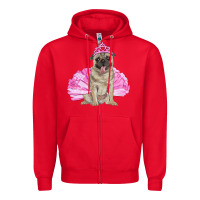 Red balerina pug with tutu Zipper Hoodie - RanaPortraitStore