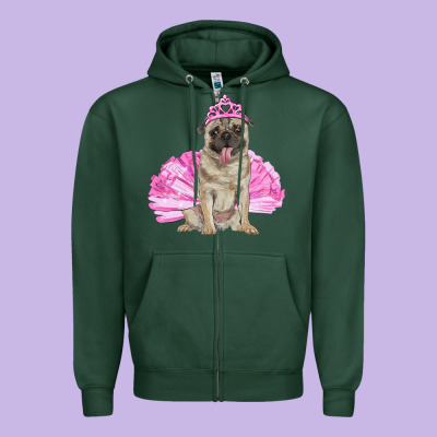 Zipper Hoodie balerina pug with tutu