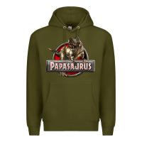 Army Green Papasaurus T-Rex Premium Hoodie - LillyAllenDesigns