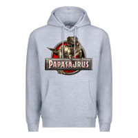 Heather Grey Papasaurus T-Rex Premium Hoodie - LillyAllenDesigns