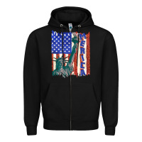 Black usa flag with statue of liberty Zipper Hoodie - texasbilliewilder