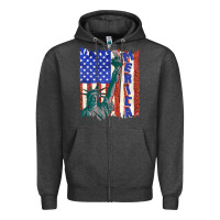 Usa Flag With Statue Of Liberty Zipper Hoodie | Teevron