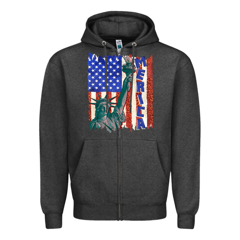 Usa Flag With Statue Of Liberty Zipper Hoodie by texasbilliewilder | Teevron