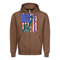 Chestnut usa flag with statue of liberty Zipper Hoodie - texasbilliewilder