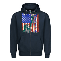 Navy usa flag with statue of liberty Zipper Hoodie - texasbilliewilder