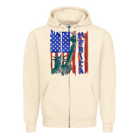 Sandshell usa flag with statue of liberty Zipper Hoodie - texasbilliewilder