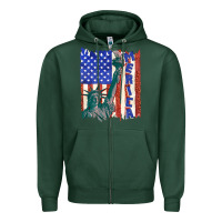 Sports Green usa flag with statue of liberty Zipper Hoodie - texasbilliewilder