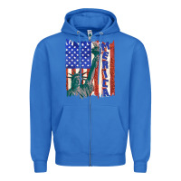 True Royal usa flag with statue of liberty Zipper Hoodie - texasbilliewilder