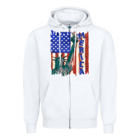 White usa flag with statue of liberty Zipper Hoodie - texasbilliewilder