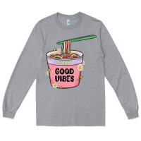 Heather Grey instant good vibes noodles Long Sleeve Tee - MaliasSmallBusiness