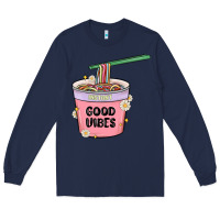 Navy instant good vibes noodles Long Sleeve Tee - MaliasSmallBusiness