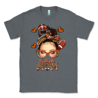 Charcoal Heather football messy bun mom Classic Tee - texasbilliewilder