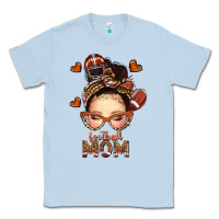 Dusty Blue football messy bun mom Classic Tee - texasbilliewilder