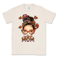 Natural football messy bun mom Classic Tee - texasbilliewilder