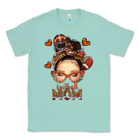 Seafoam football messy bun mom Classic Tee - texasbilliewilder