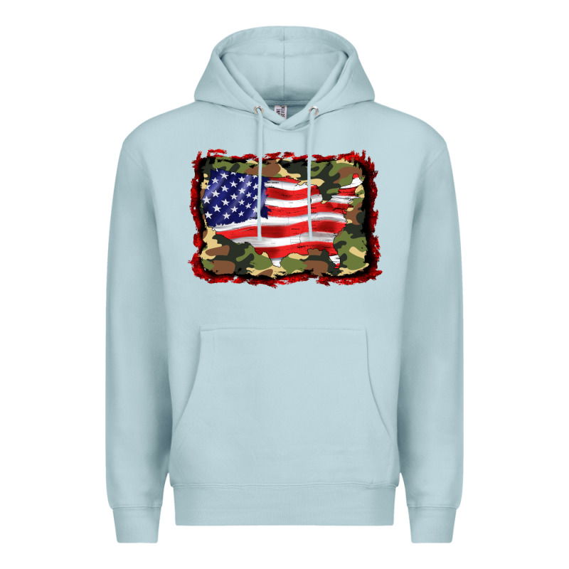 Distressed American Flag Premium Hoodie by BarkalooDesign | Teevron