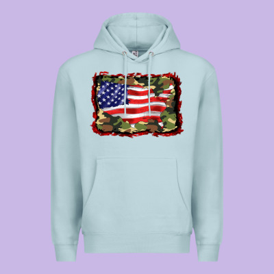 Distressed American Flag Premium Hoodie Designed By Barkaloodesign