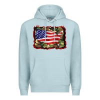 Blue Mist distressed american flag Premium Hoodie - BarkalooDesign