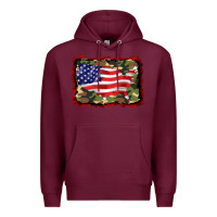 Burgundy distressed american flag Premium Hoodie - BarkalooDesign