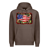 Coffee distressed american flag Premium Hoodie - BarkalooDesign