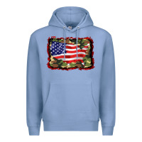 Colony Blue distressed american flag Premium Hoodie - BarkalooDesign
