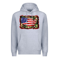 Heather Grey distressed american flag Premium Hoodie - BarkalooDesign