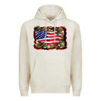 Oatmeal Heather distressed american flag Premium Hoodie - BarkalooDesign