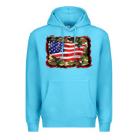 Ocean Blue distressed american flag Premium Hoodie - BarkalooDesign