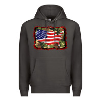 Smoke distressed american flag Premium Hoodie - BarkalooDesign