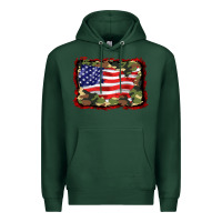 Sports Green distressed american flag Premium Hoodie - BarkalooDesign