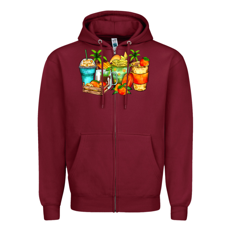 Mango Farm Fresh Coffee Cups Zipper Hoodie by Zillion Design Studio | Teevron
