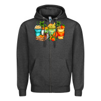 Charcoal Heather mango farm fresh coffee cups Zipper Hoodie - Zillion Design Studio