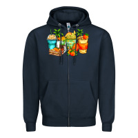 Navy mango farm fresh coffee cups Zipper Hoodie - Zillion Design Studio