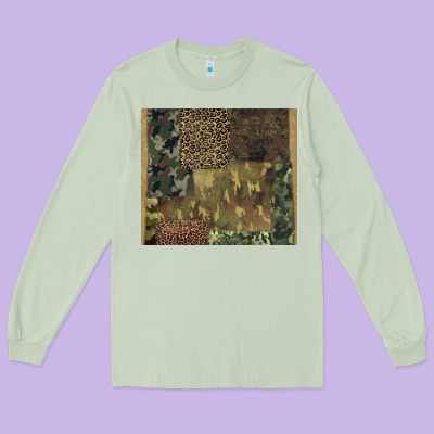 Camouflage Leopard Patches Long Sleeve Tee Designed By Barkaloodesign