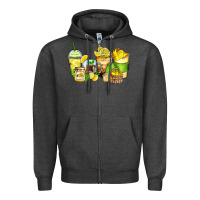 Charcoal Heather lemon farm fresh coffee cups Zipper Hoodie - Zillion Design Studio