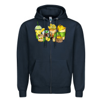 Navy lemon farm fresh coffee cups Zipper Hoodie - Zillion Design Studio