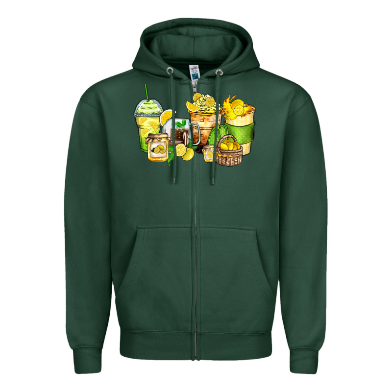 Lemon Farm Fresh Coffee Cups Zipper Hoodie by Zillion Design Studio | Teevron