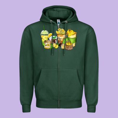 Zipper Hoodie lemon farm fresh coffee cups