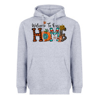 Heather Grey welcome to our home Heavyweight Hoodie - CowhideDigitalArt